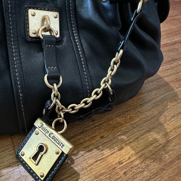 Vintage 2000s Black Leather Juicy Coutour Born in the Glamorous USA - Picture 5 of 16